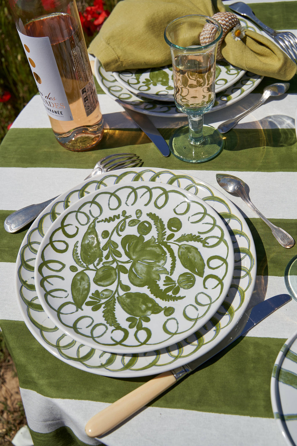 Amalfi Dessert Plate White/Green - 9.1" Diameter
