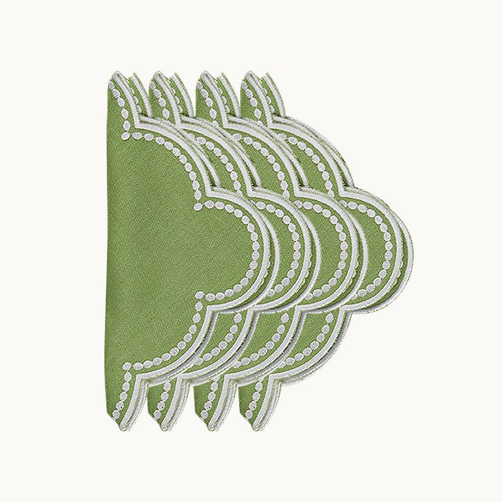 Lilibeth green embroidered linen napkin (set of 4)