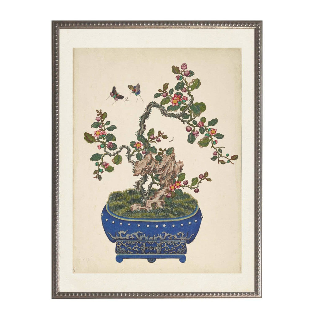 Bonsai tree E on distressed background print