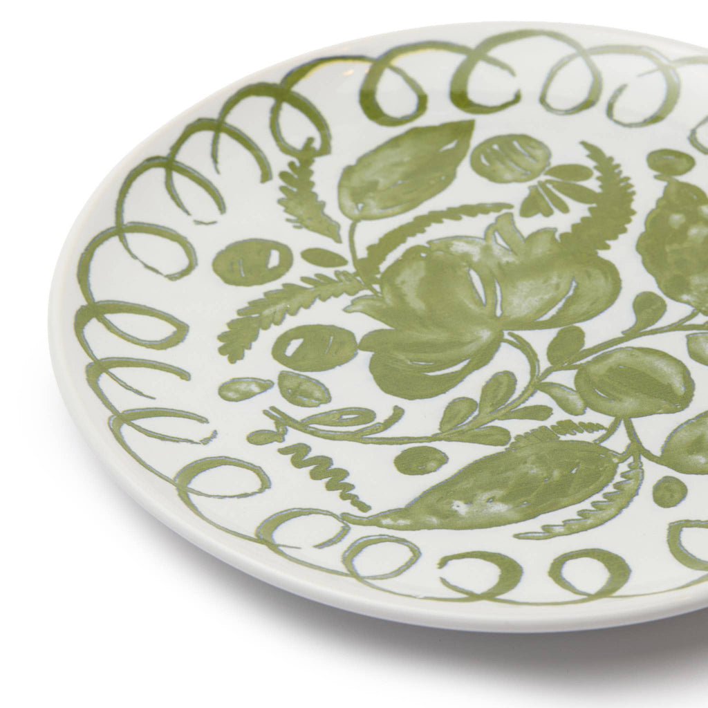 Amalfi Dessert Plate White/Green - 9.1" Diameter