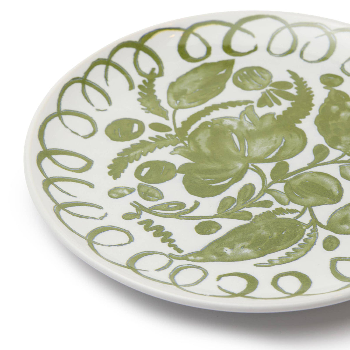 Amalfi Dessert Plate White/Green - 9.1" Diameter