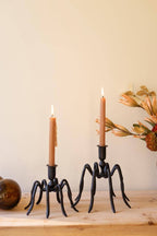 SET OF TWO SPIDER TAPER CANDLE HOLDERS