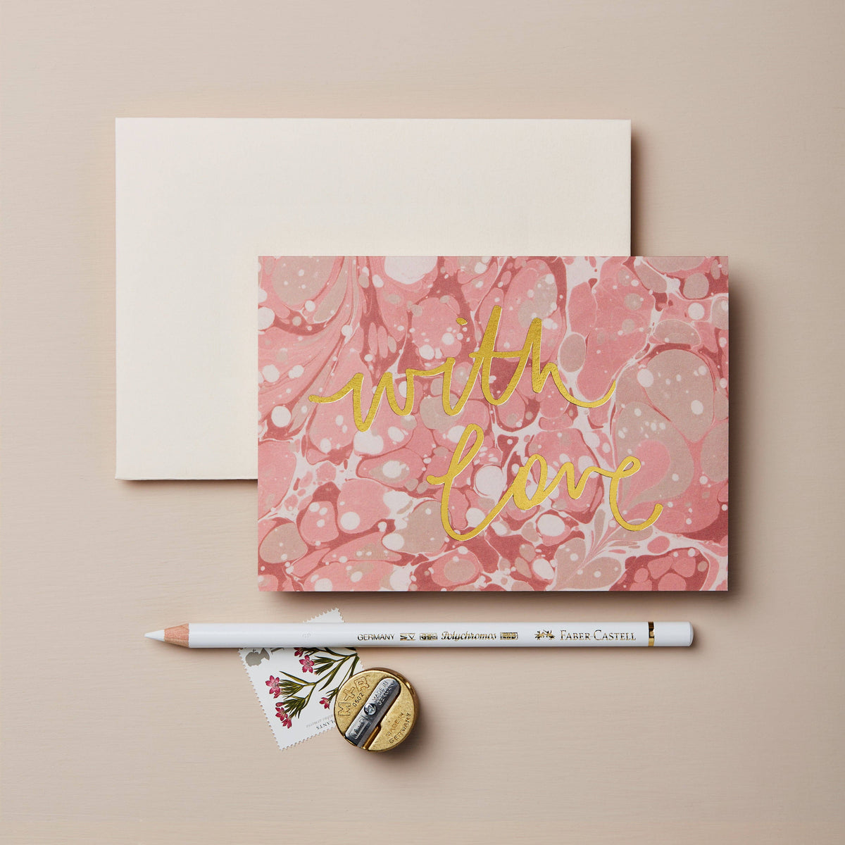 Pink Marble 'With Love' Card