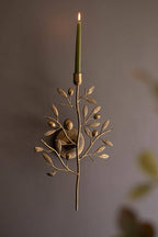 ANTIQUE BRASS FRUIT TREE TAPER WALL SCONCE