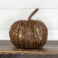 11.5" LIGHTED RATTAN PUMPKIN