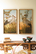 SET OF TWO FRAMED HERON PRINTS UNDER GLASS