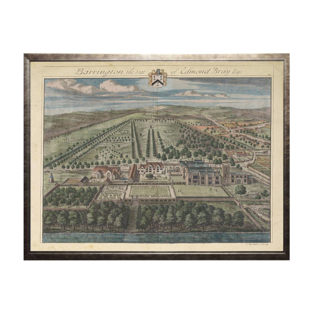 Vintage estate plan A with colored engraving