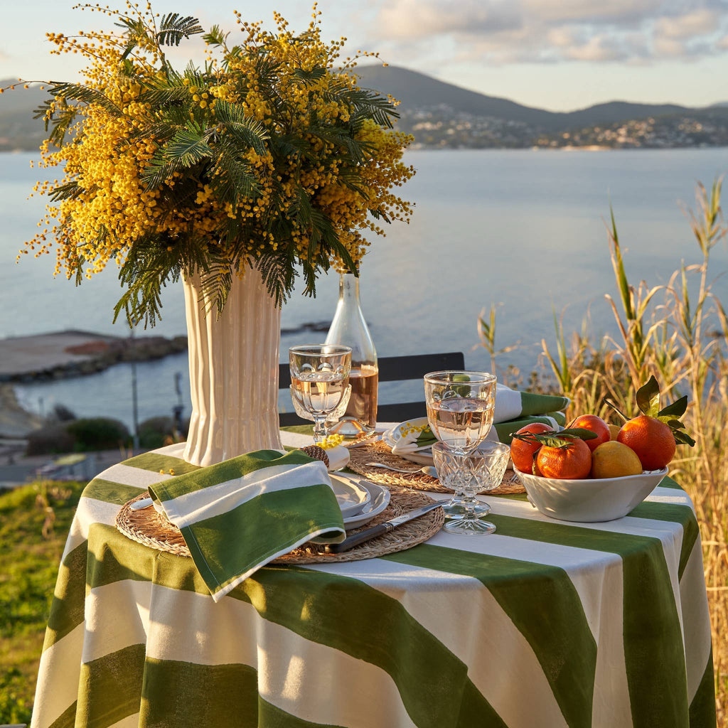 St. Tropez Vert Stripes | French Tablecloth