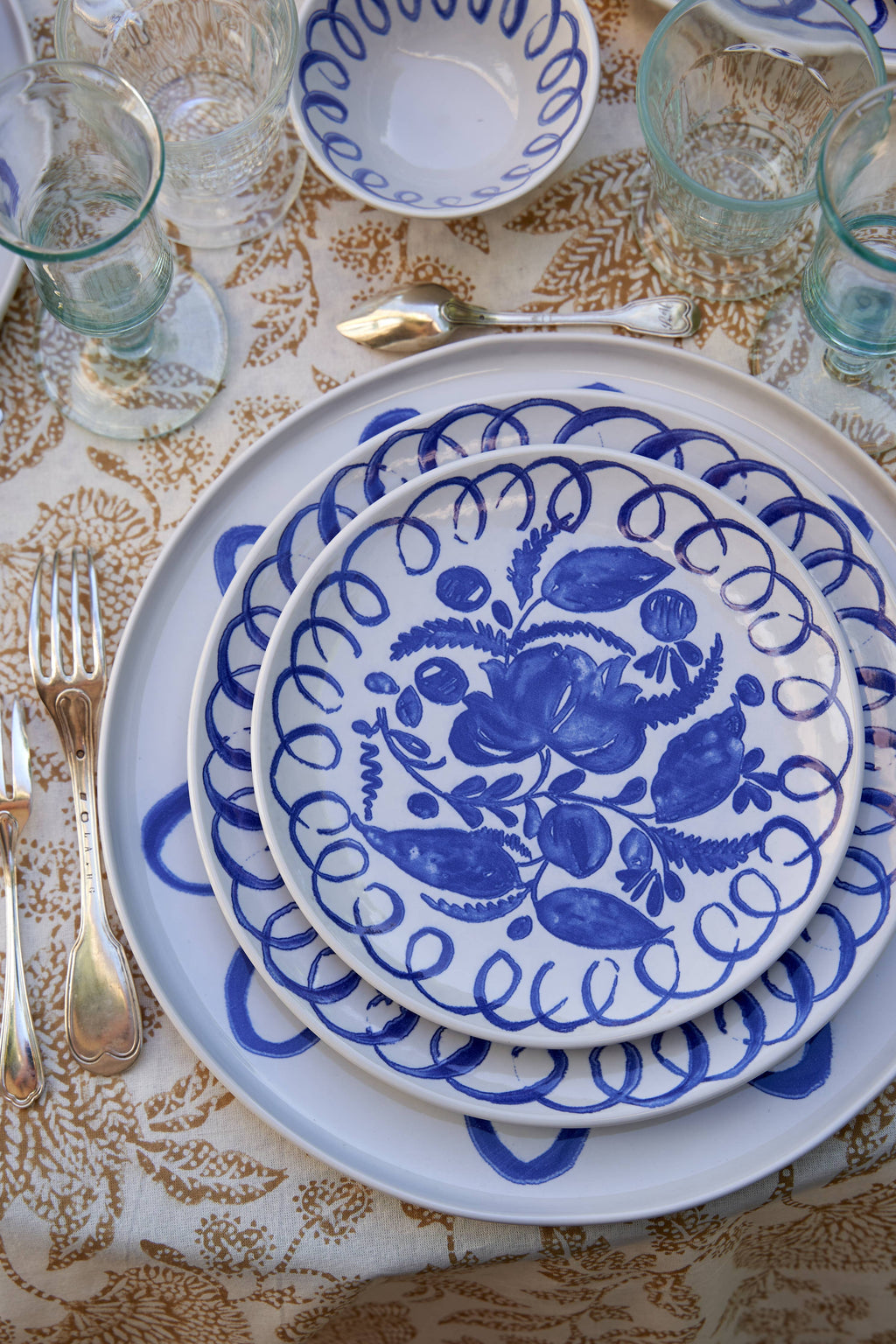Amalfi Dinner Plate White/Blue - 10.6" Diameter