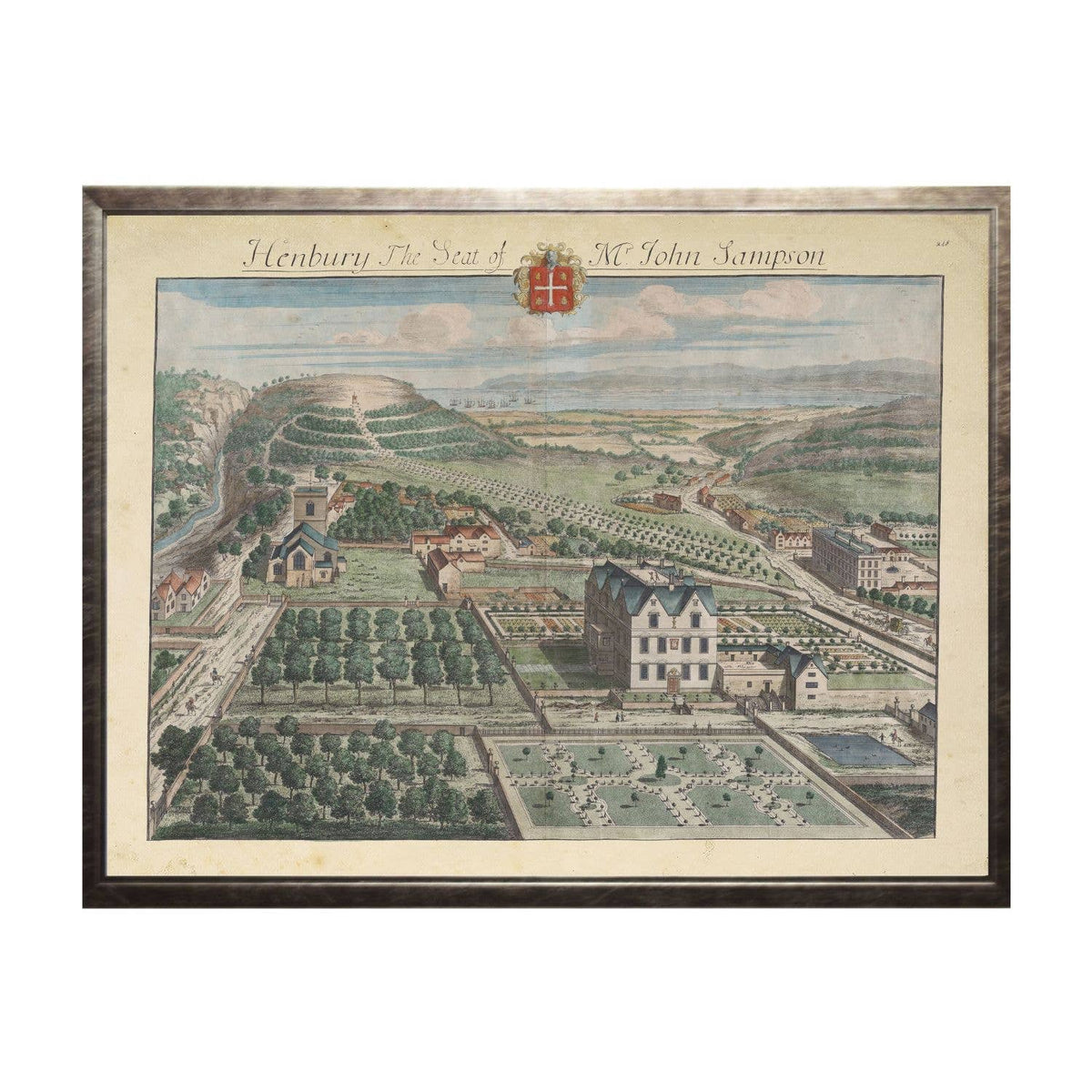 Vintage estate plan B with colored engraving