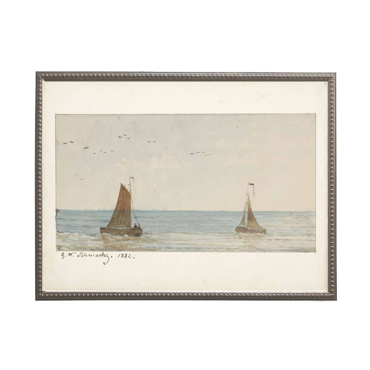 Vintage watercolor sailboat scene A