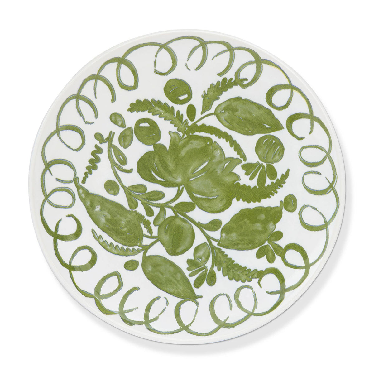 Amalfi Dessert Plate White/Green - 9.1" Diameter