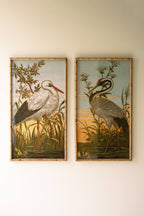 SET OF TWO FRAMED HERON PRINTS UNDER GLASS