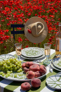 Amalfi Oval Tray White/Green - 15.7" x 11"