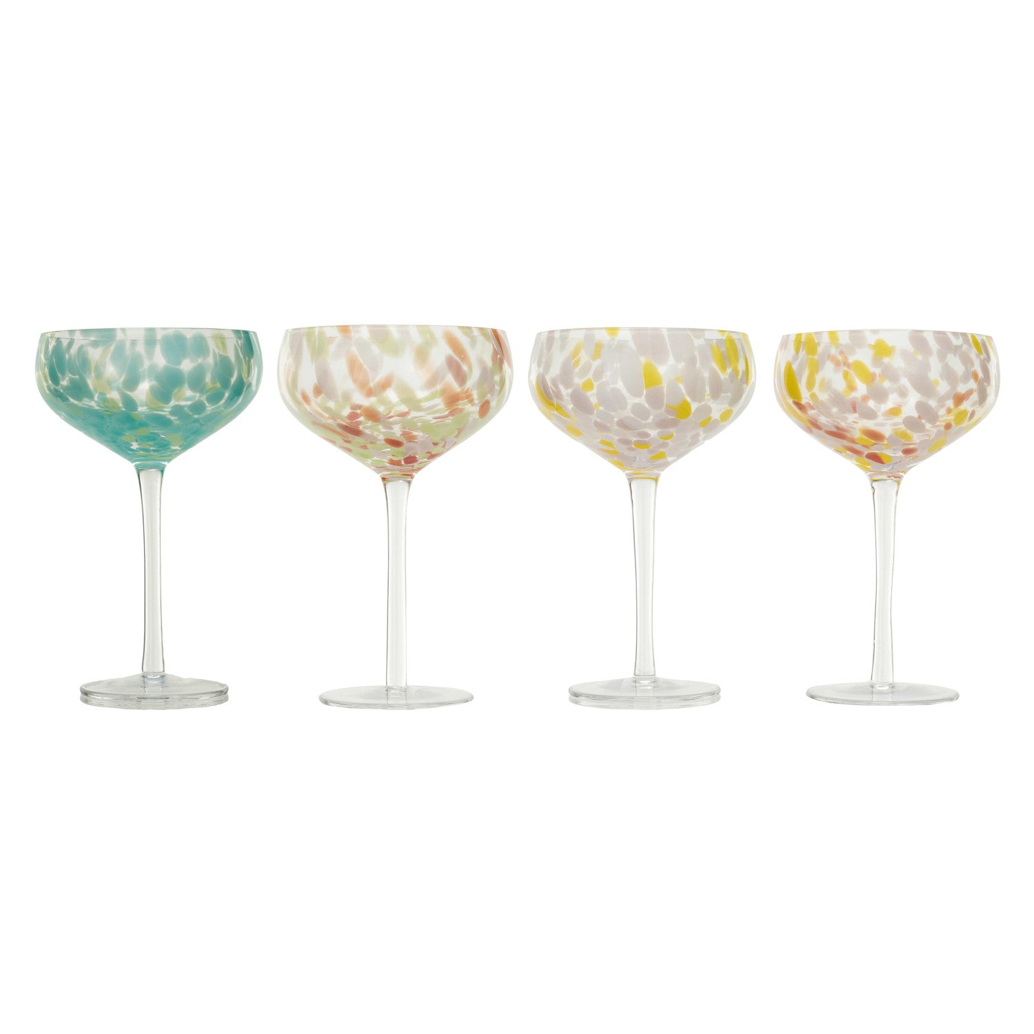 Cheers Hand-Blown Stemmed Confetti Coupe Glass 10 oz Multi Color