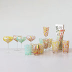 Cheers Hand-Blown Stemmed Confetti Coupe Glass 10 oz Multi Color
