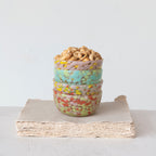 Cheers Hand-Blown Confetti Glass Bowl 4.5 x 2.25 Multi Color
