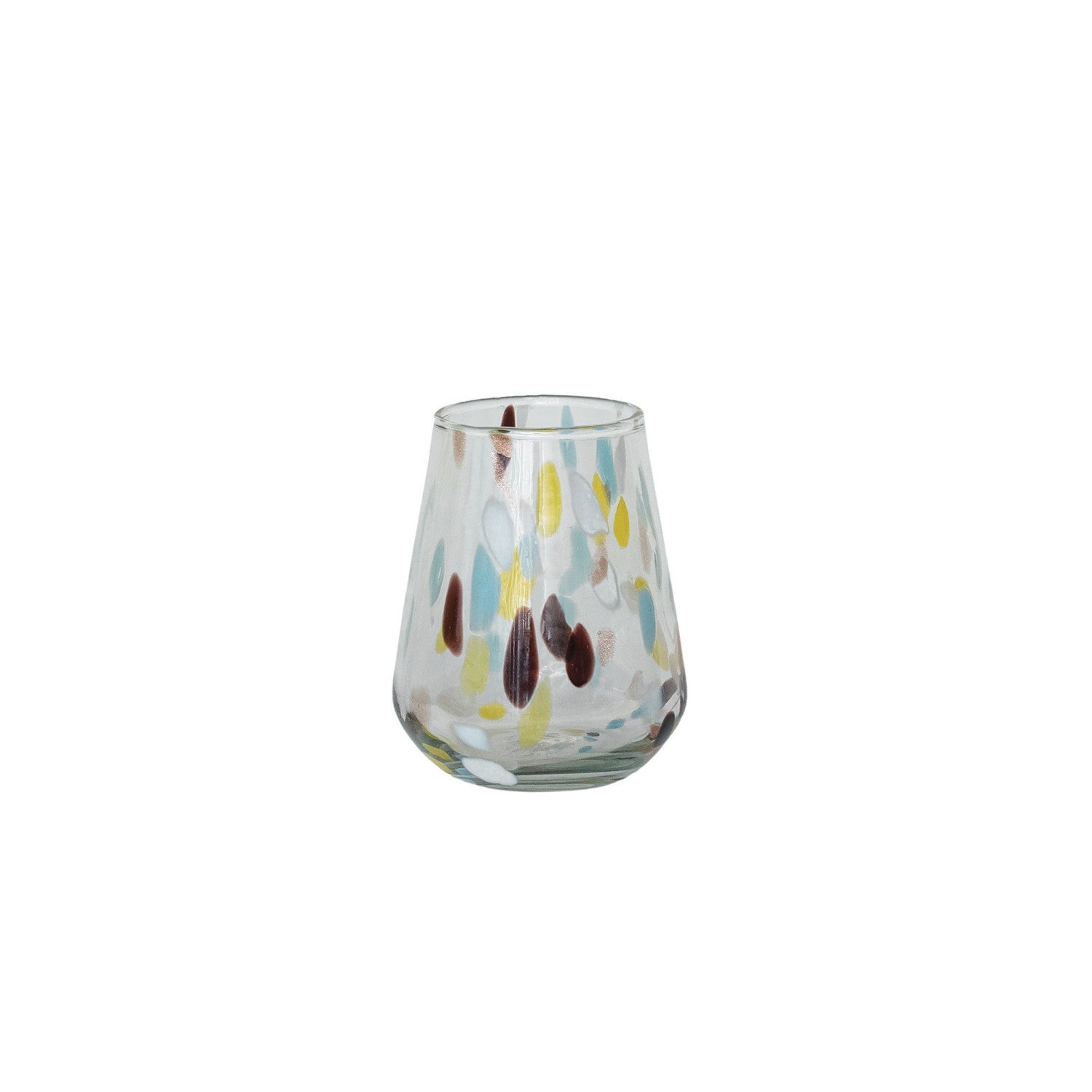 Cheers Hand-Blown Confetti Drinking Glass 12 oz Multi Color