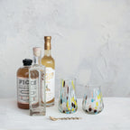Cheers Hand-Blown Confetti Drinking Glass 12 oz Multi Color