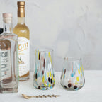 Hand-Blown Confetti Drinking Glass 12 oz Multi Color