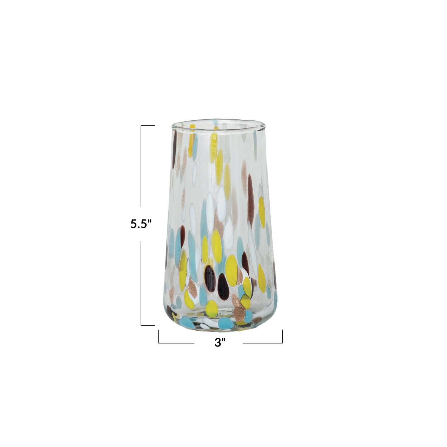 Hand-Blown Confetti Drinking Glass 12 oz Multi Color