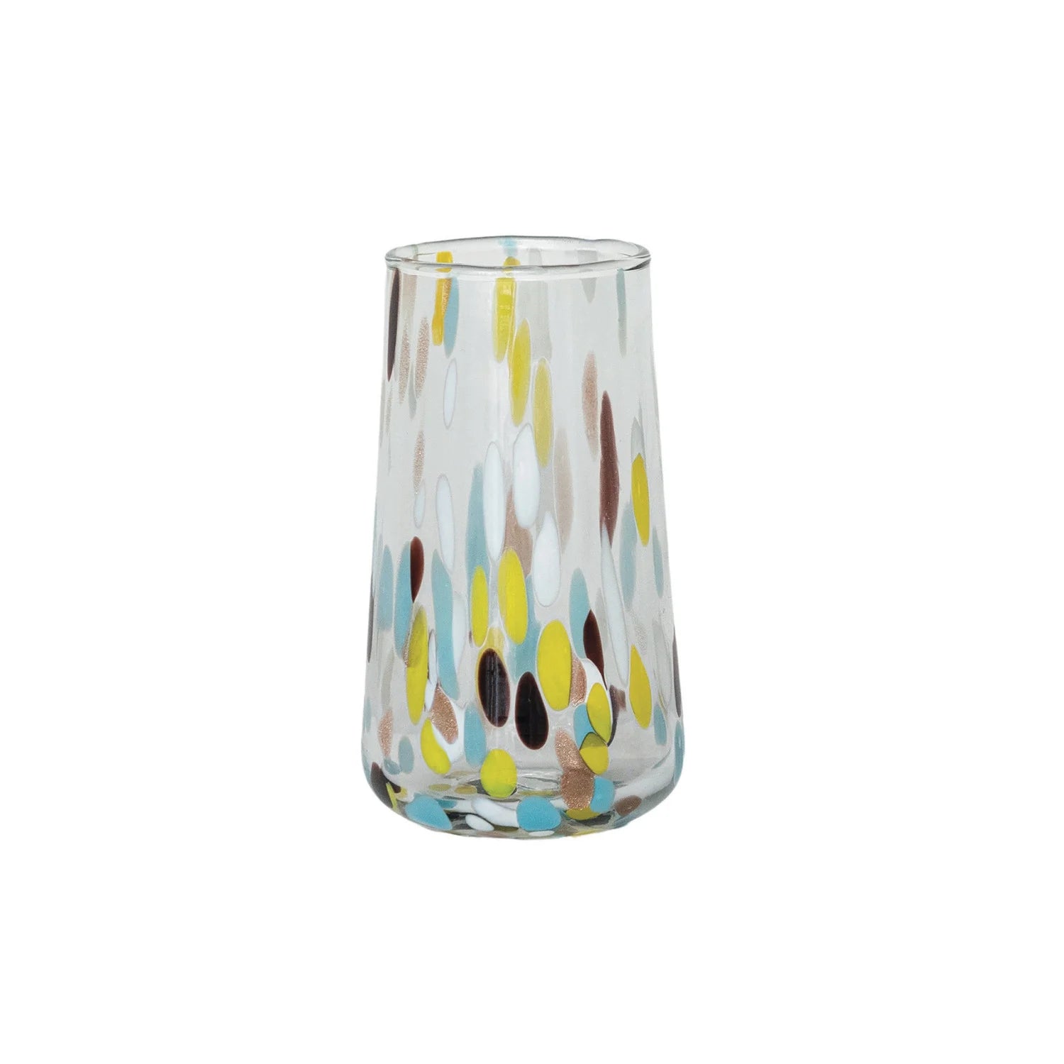 Hand-Blown Confetti Drinking Glass 12 oz Multi Color