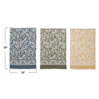 Meadow Cotton Printed Floral Tea Towels 28 x 18 Set of 3
