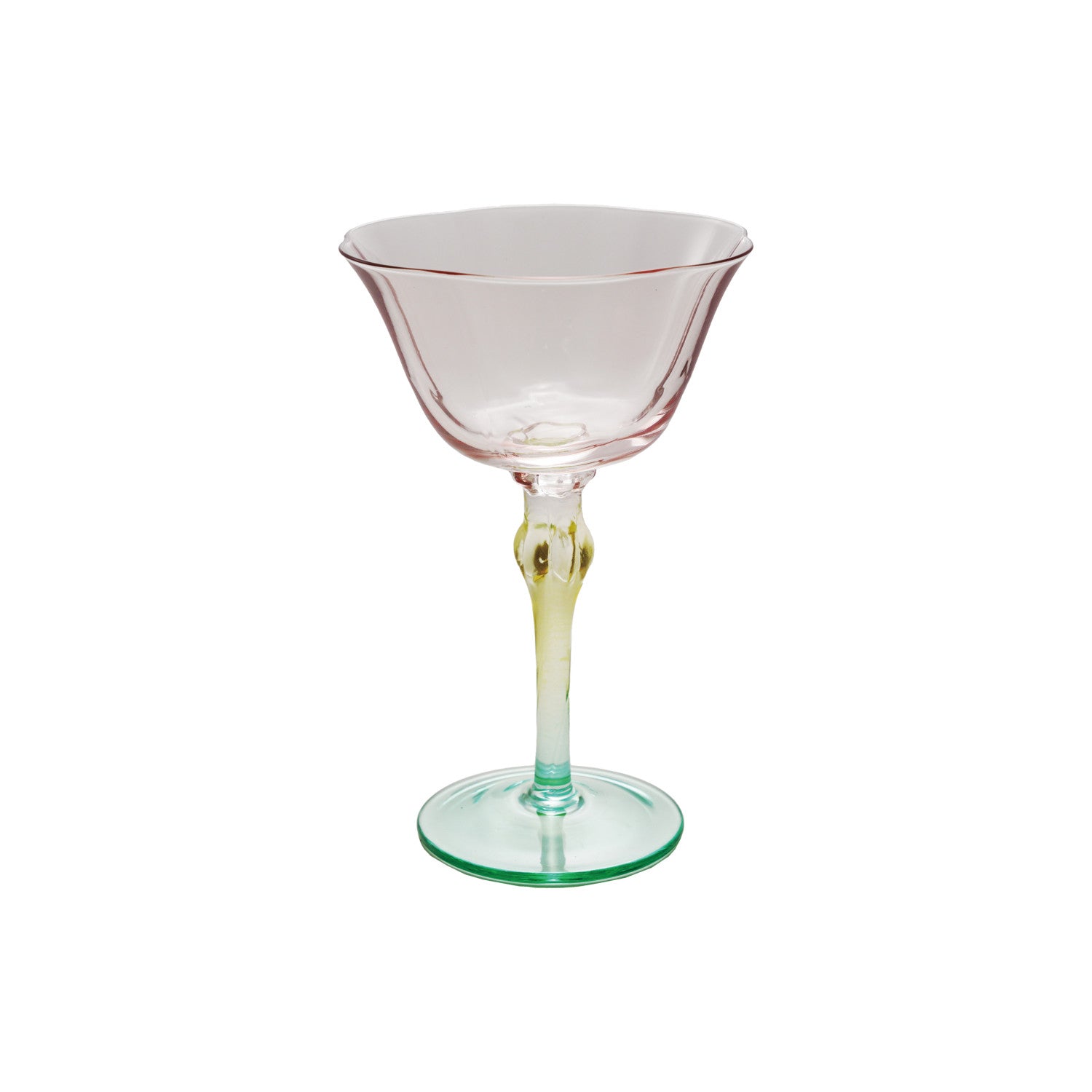 Magpie Hand-Blown Stemmed Wine Glass 6 oz Pink Yellow Green