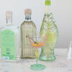 Magpie Hand-Blown Stemmed Wine Glass 6 oz Pink Yellow Green