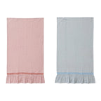 Gather Cotton Linen Embroidered Ruffle Tea Towels 28 x 18 2 Colors