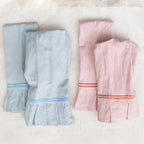 Gather Cotton Linen Embroidered Ruffle Tea Towels 28 x 18 2 Colors