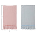 Gather Cotton Linen Embroidered Ruffle Tea Towels 28 x 18 2 Colors