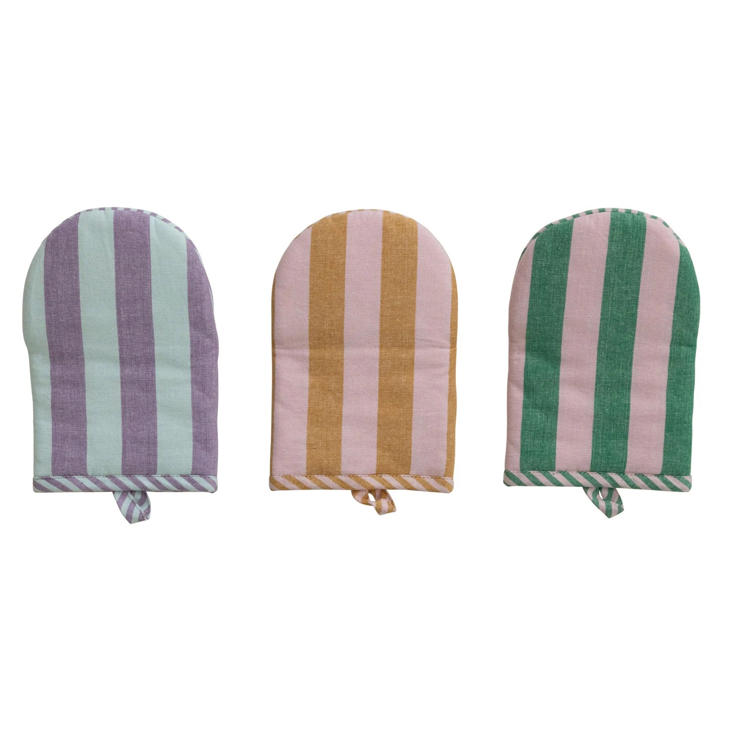 Happy House Woven Cotton Striped Oven Mitt 9.3 x 6.5 3 Colors