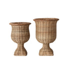 Woven Rattan Urns 13.5 x 18.5 Natural Set of 2