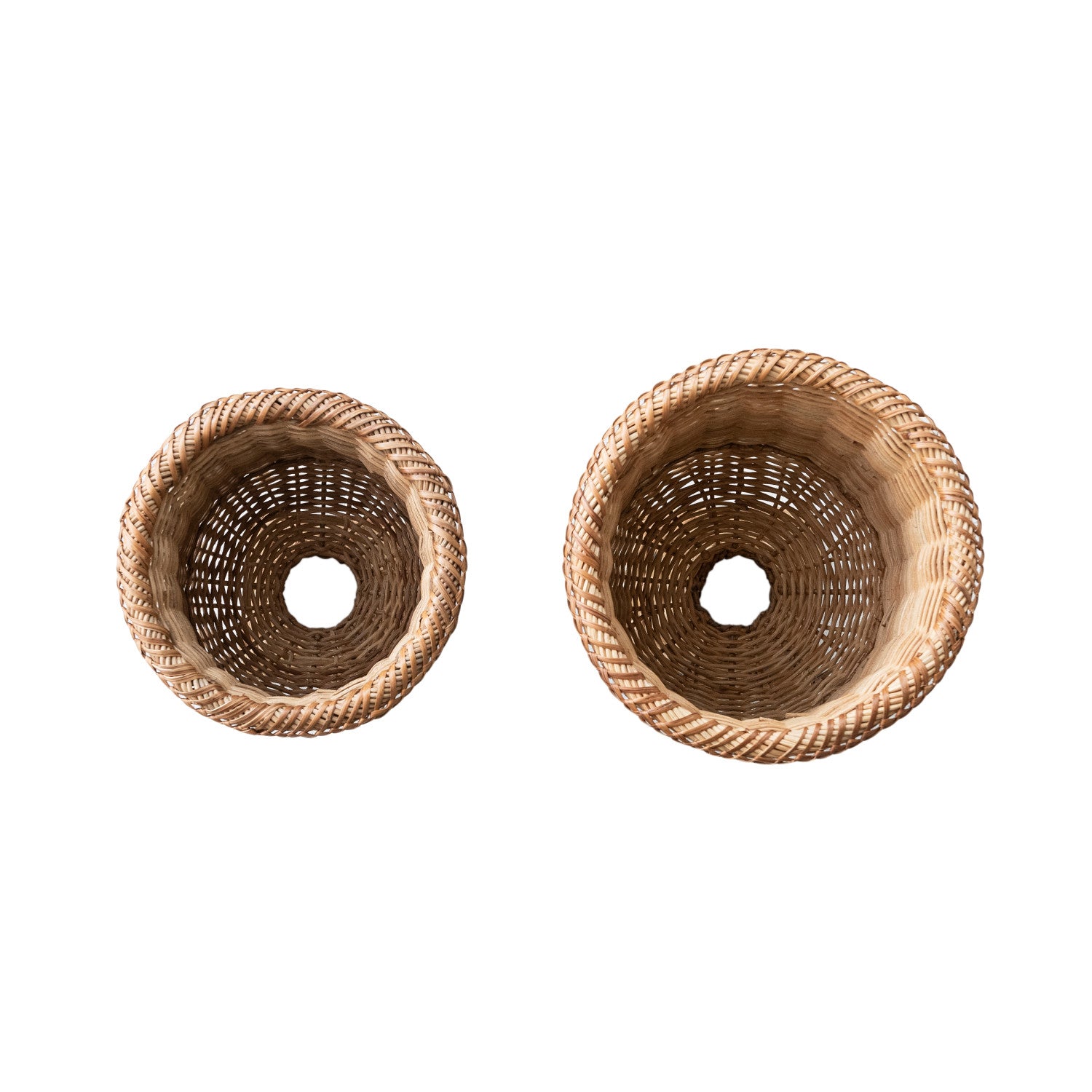 Woven Rattan Urns 13.5 x 18.5 Natural Set of 2