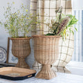 Woven Rattan Urns 13.5 x 18.5 Natural Set of 2