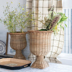 Woven Rattan Urns 13.5 x 18.5 Natural Set of 2