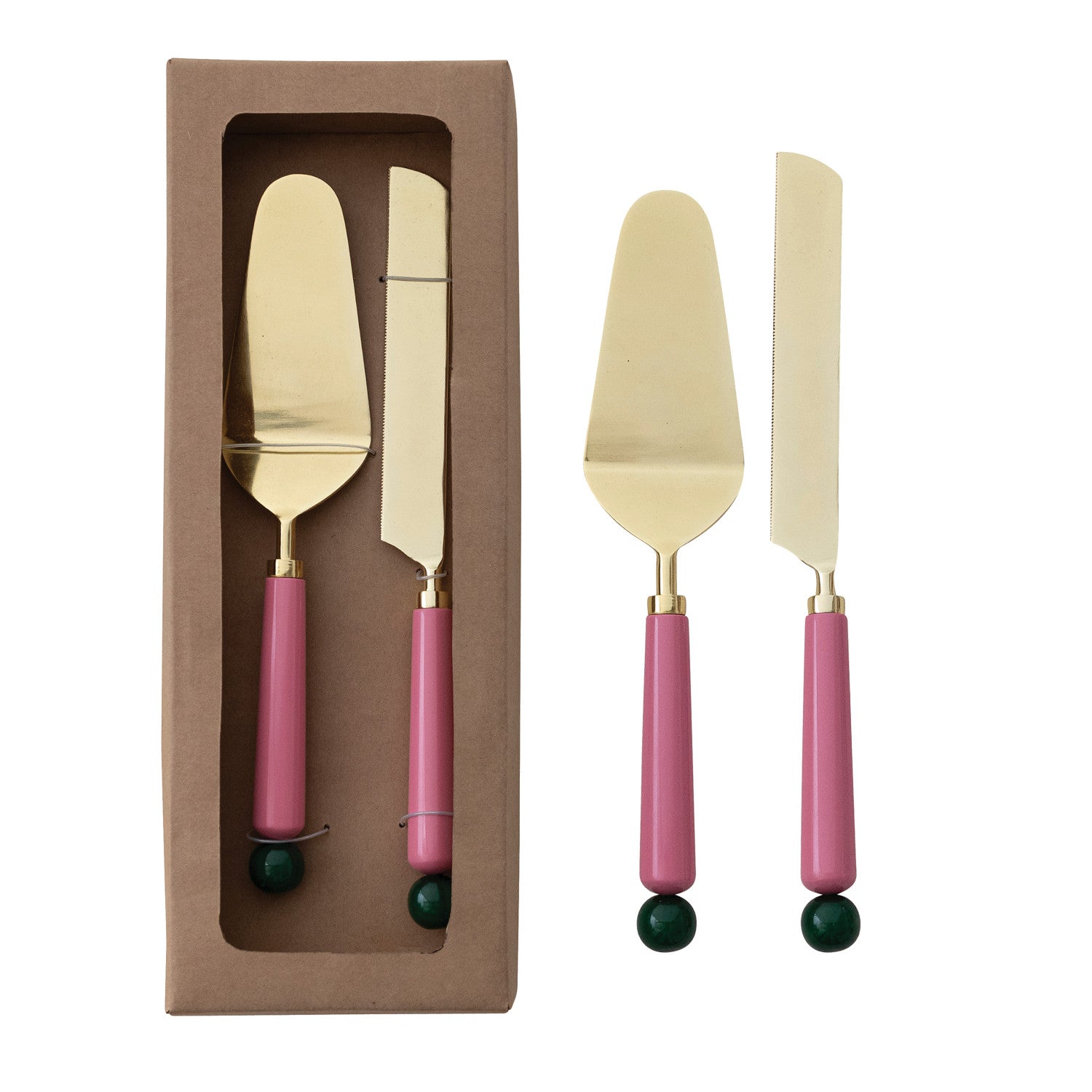 Magpie Stainless Steel Cake Servers Gold Resin Set of 2