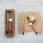 Magpie Stainless Steel Cake Servers Gold Resin Set of 2