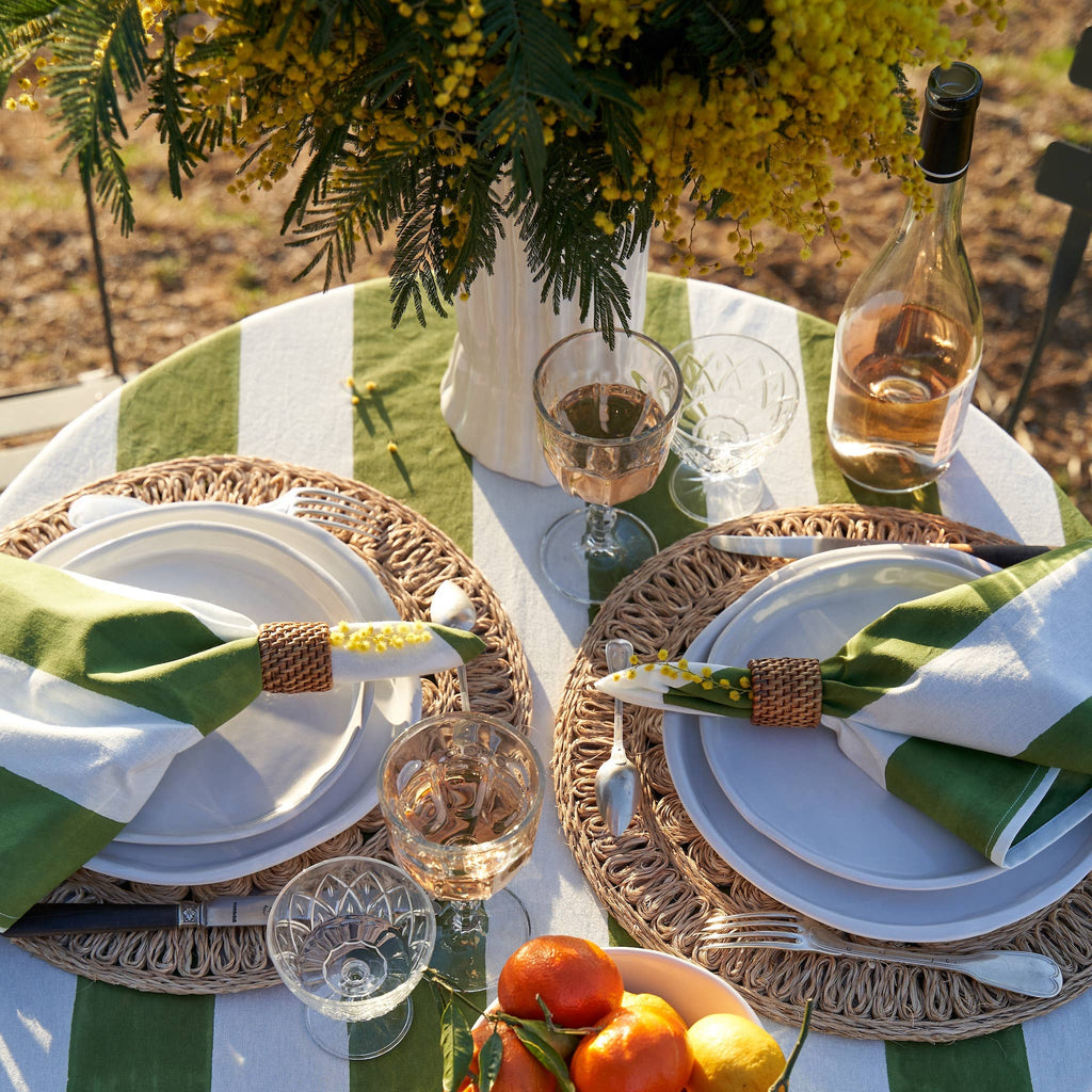 St. Tropez Vert Stripes | French Tablecloth