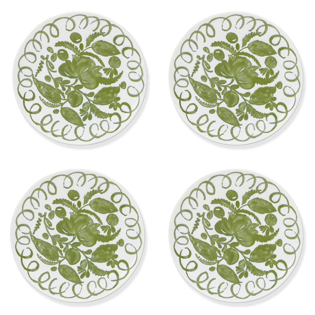 Amalfi Dessert Plate White/Green - 9.1" Diameter